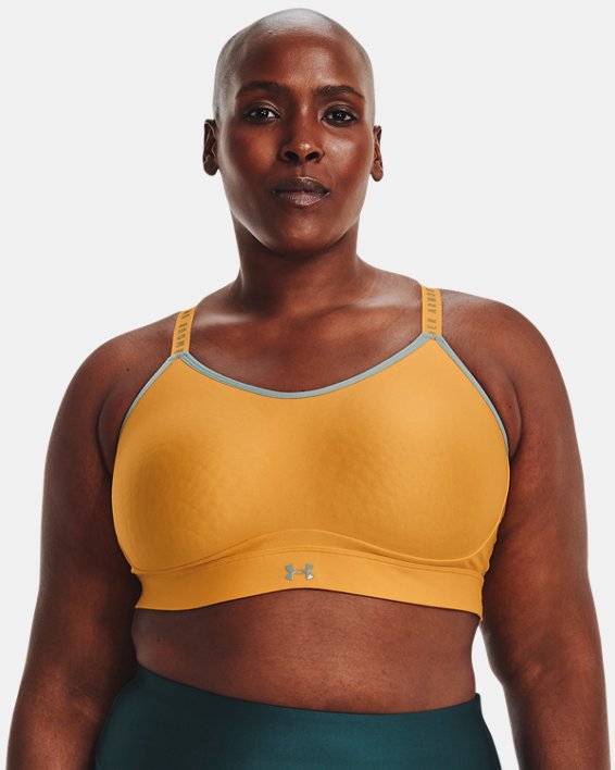 Women's UA Infinity Low Covered Sports Bra, Yellow, pdpMainDesktop image number 0